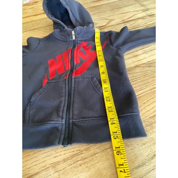Y2K Nike Full Zip Hoodie Jacket Kids 3T Navy with Red Large Spellout Logo - Picture 5 of 5